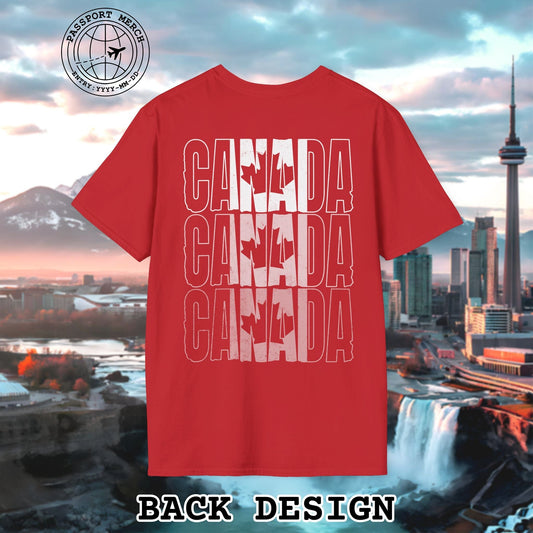 Vintage Canada Patriotism Letter Flag, Back Print T-Shirt