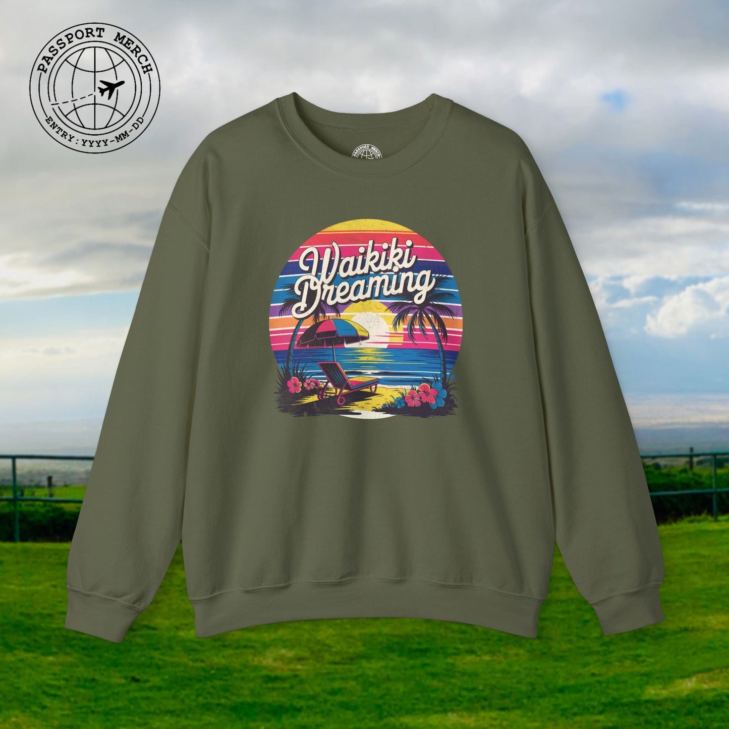 Retro Waikiki Dreaming, Hawaii Crewneck