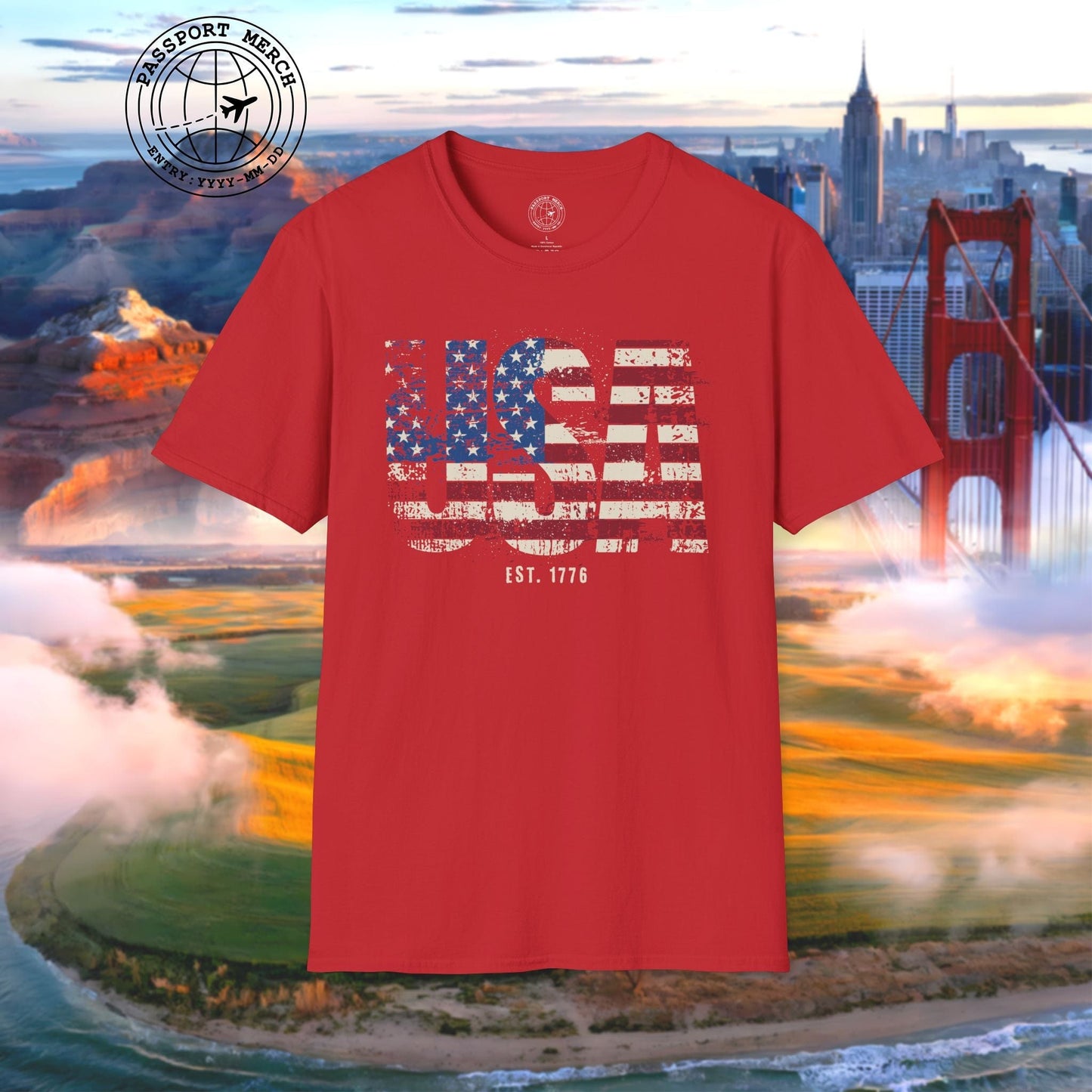 Vintage Distressed USA Letter Flag T-Shirt