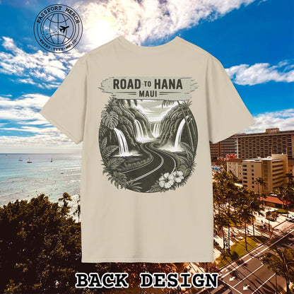 Vintage Road to Hana, Maui, Hawaii, Back Print T-Shirt