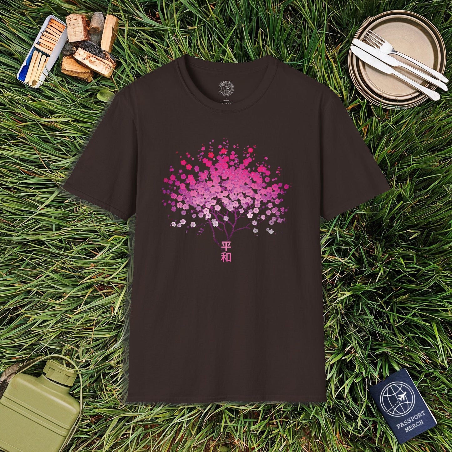 Cherry Blossoms Growing from Peace Japan T-Shirt