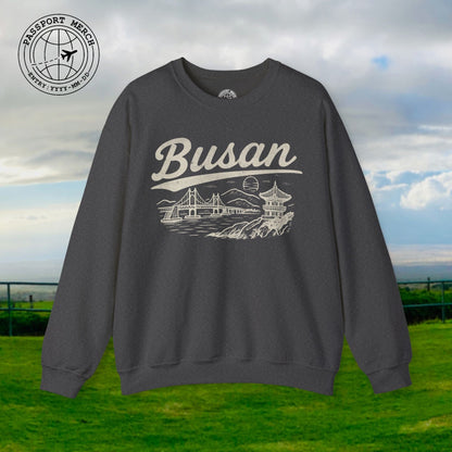 Monochrome Dreams of Busan Korea Crewneck