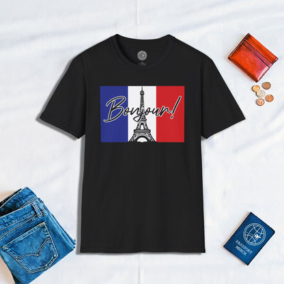 Bonjour Eiffel Tower Paris France T-Shirt