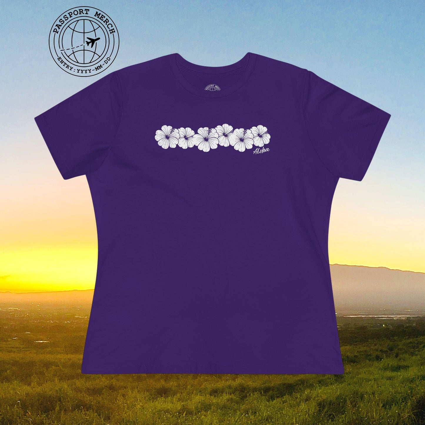 Monochrome Hibiscus, Hawaii, Womens Fit T-Shirt