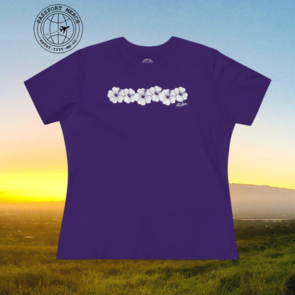 Monochrome Hibiscus, Hawaii, Womens Fit T-Shirt