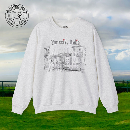 Monochrome Dreams of Venice Italy Crewneck
