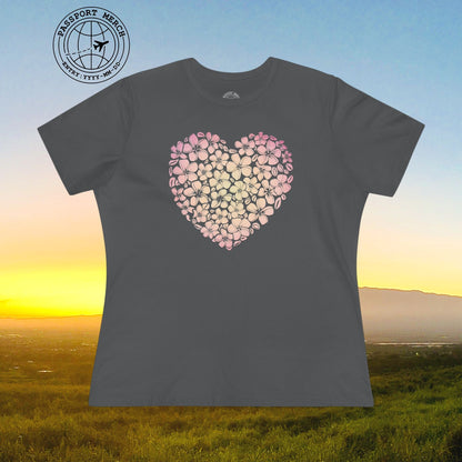 Hawaiian Plumeria Heart, Womens Fit T-Shirt