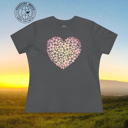 Hawaiian Plumeria Heart, Womens Fit T-Shirt