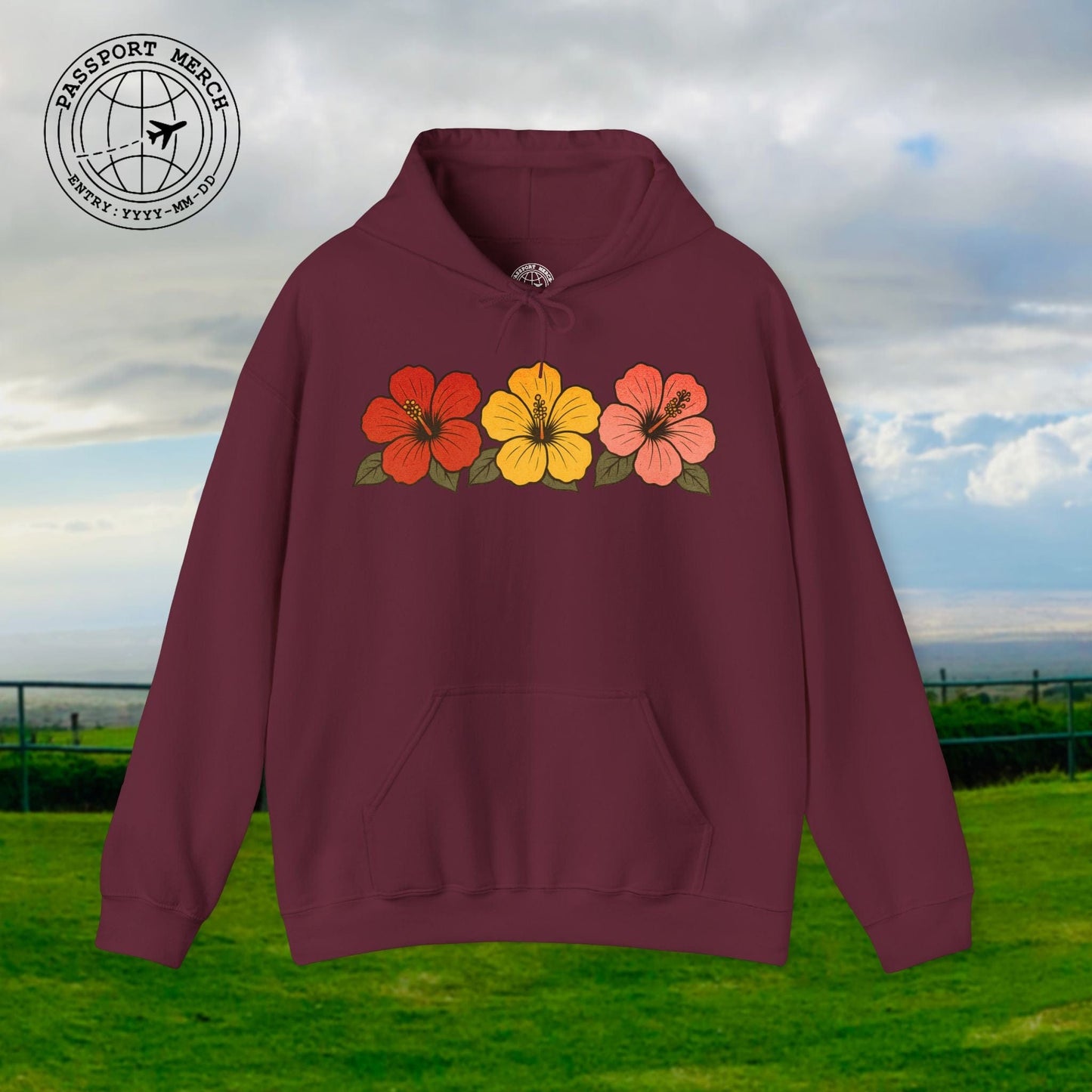 Three Vintage Hibiscus, Hawaii Hoodie