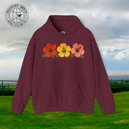 Three Vintage Hibiscus, Hawaii Hoodie