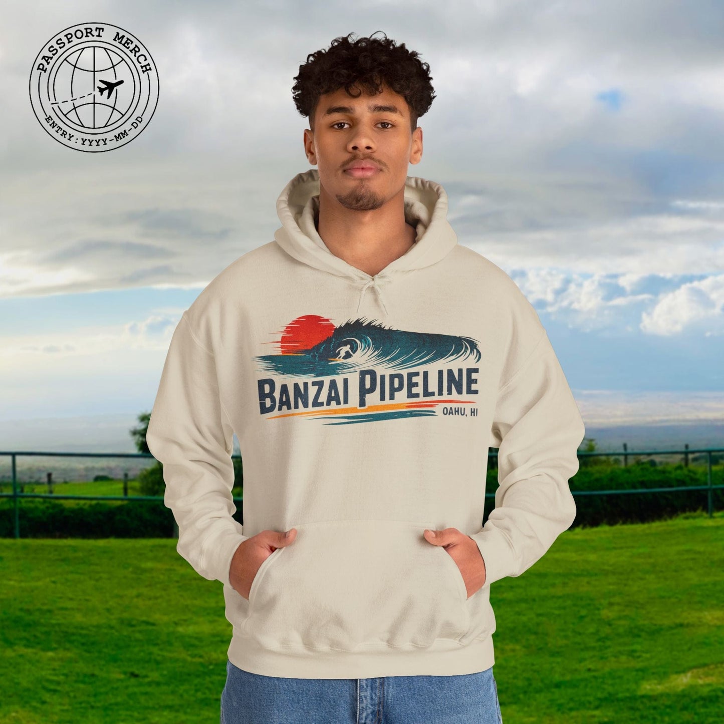 Banzai Pipeline, Oahu, Hawaii - Vibrant Surf Retro Hoodie