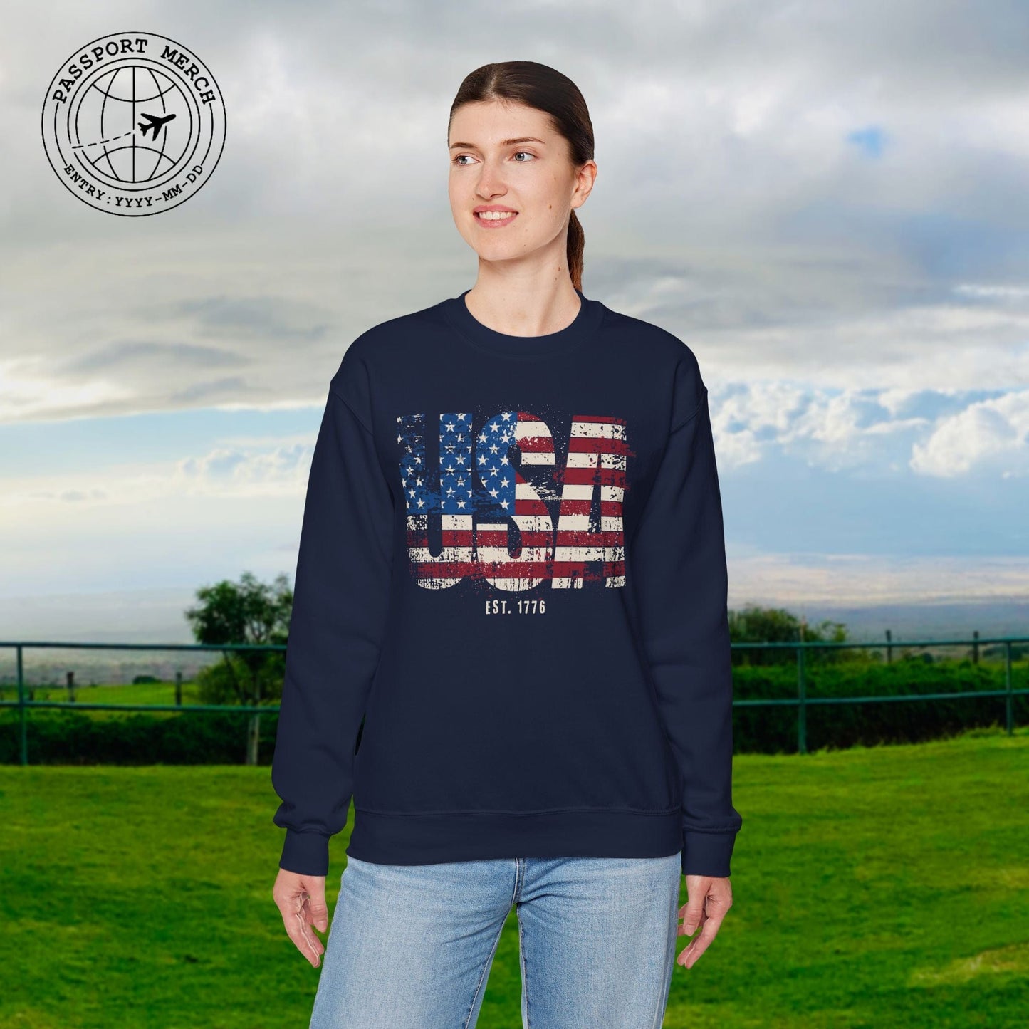 Vintage Distressed USA Letter Flag Crewneck