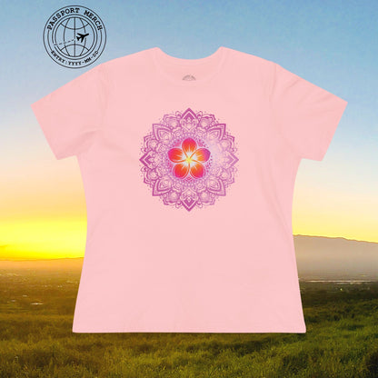 Hawaiian Plumeria Mandala, Womens Fit T-Shirt