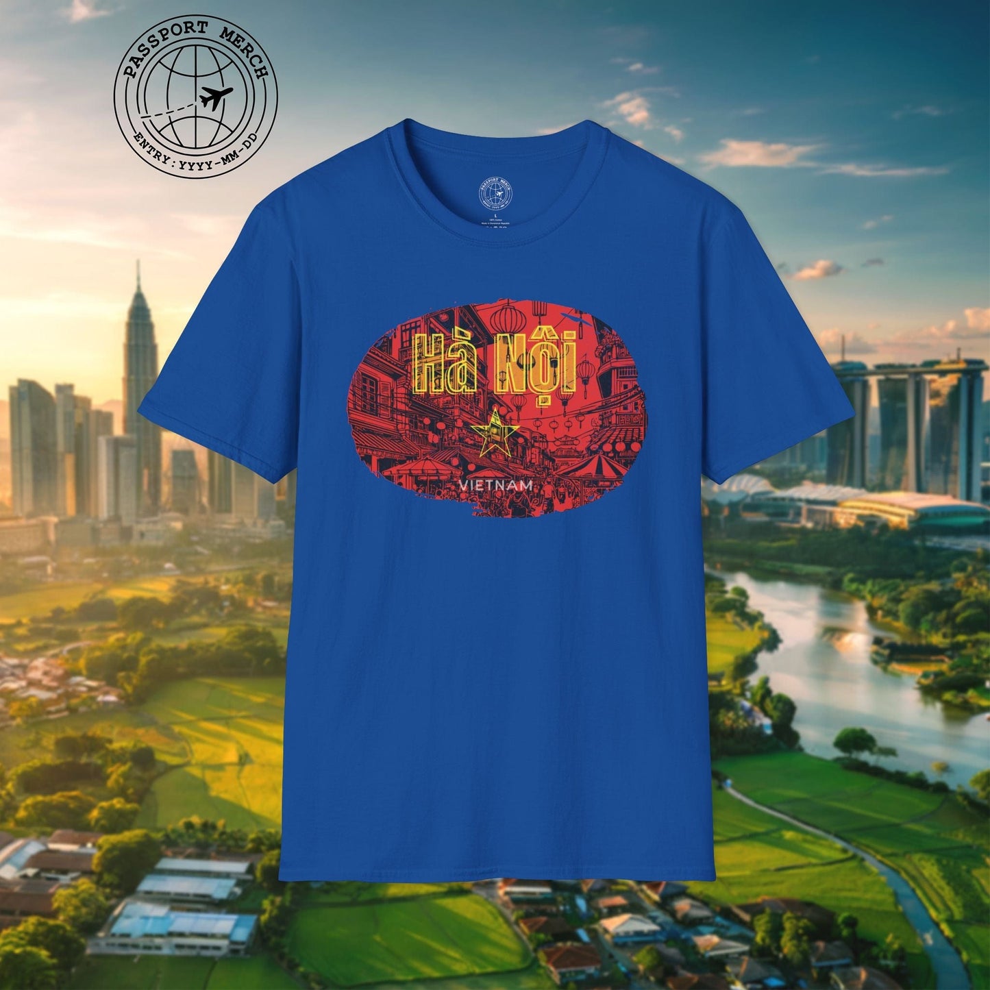 Hanoi Vietnam Vintage Streets Flag T-Shirt
