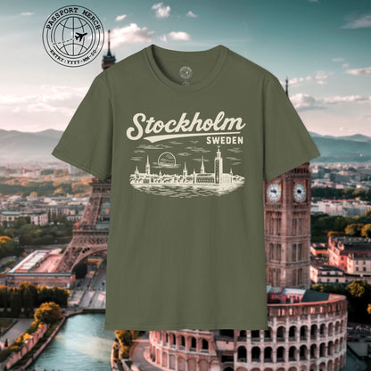 Monochrome Dreams of Stockholm, Sweden T-Shirt
