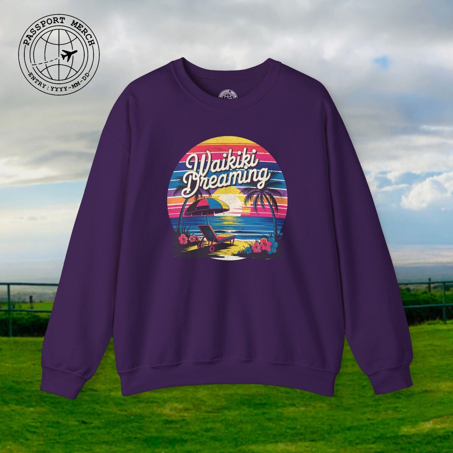 Retro Waikiki Dreaming, Hawaii Crewneck