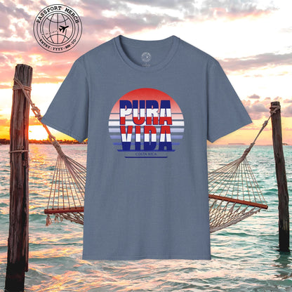 Pura Vida Patriotism Costa Rica Letter Flag T-Shirt