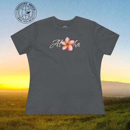 Aloha Watercolor Plumeria, Hawaii, Womens Fit T-Shirt