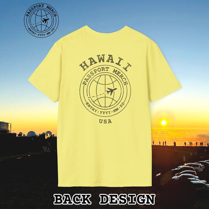 Brand Passport Stamp, Hawaii, Back Print T-Shirt