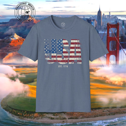 Vintage Distressed USA Letter Flag T-Shirt