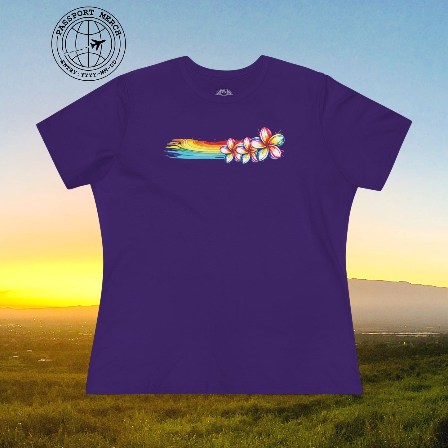 Neon Art Plumeria Rainbow, Hawaii, Womens Fit T-Shirt