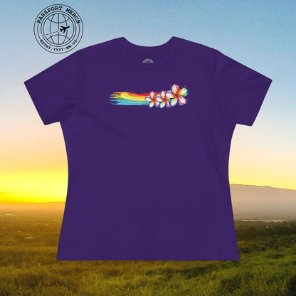 Neon Art Plumeria Rainbow, Hawaii, Womens Fit T-Shirt