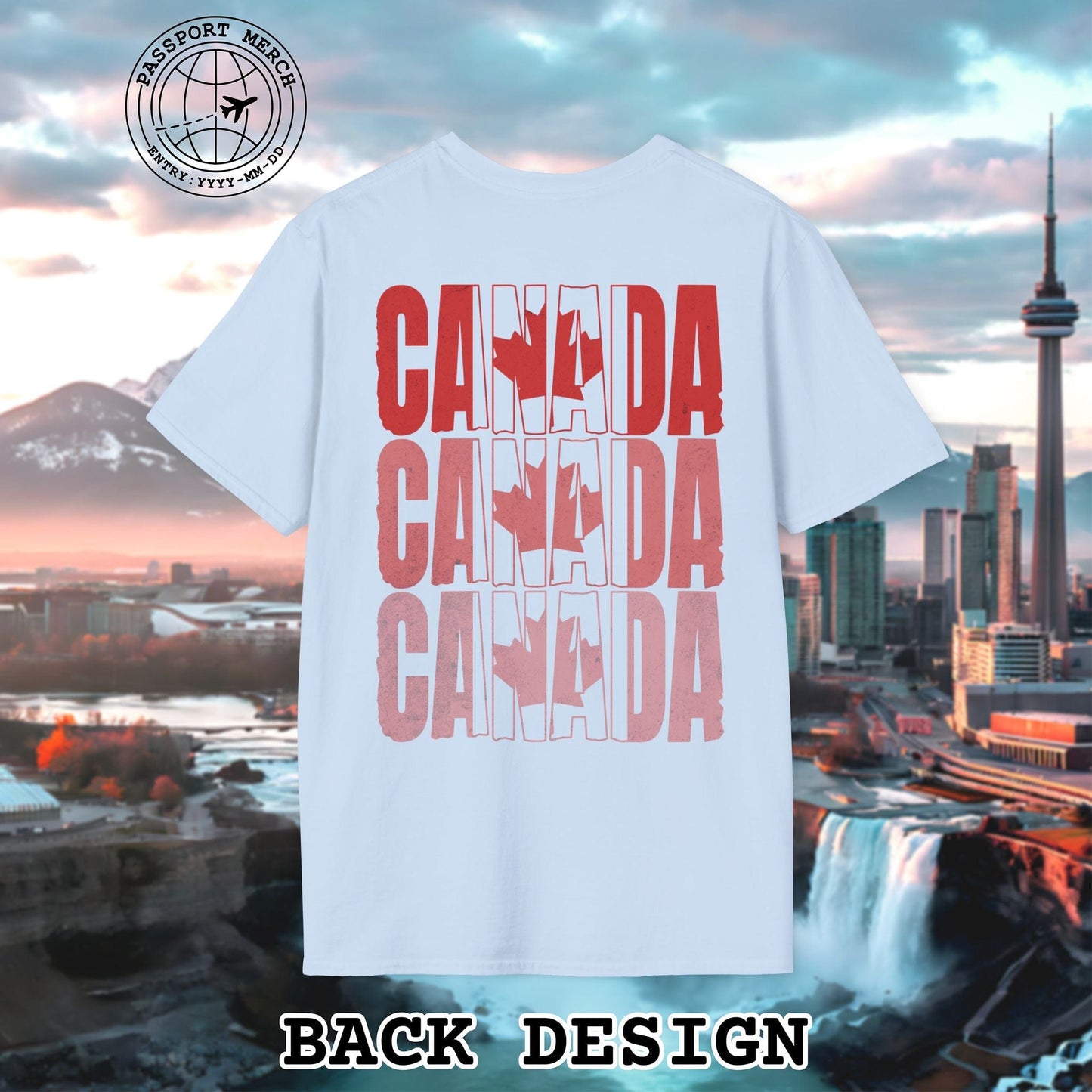 Vintage Canada Patriotism Letter Flag, Back Print T-Shirt