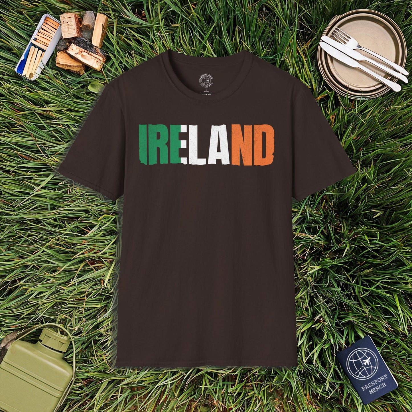 Vintage Ireland Patriotism Letter Flag T-Shirt