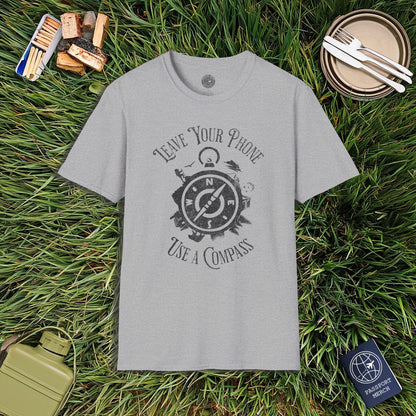 Leave Your Phone Use a Compass Camping Hiking T-Shirt