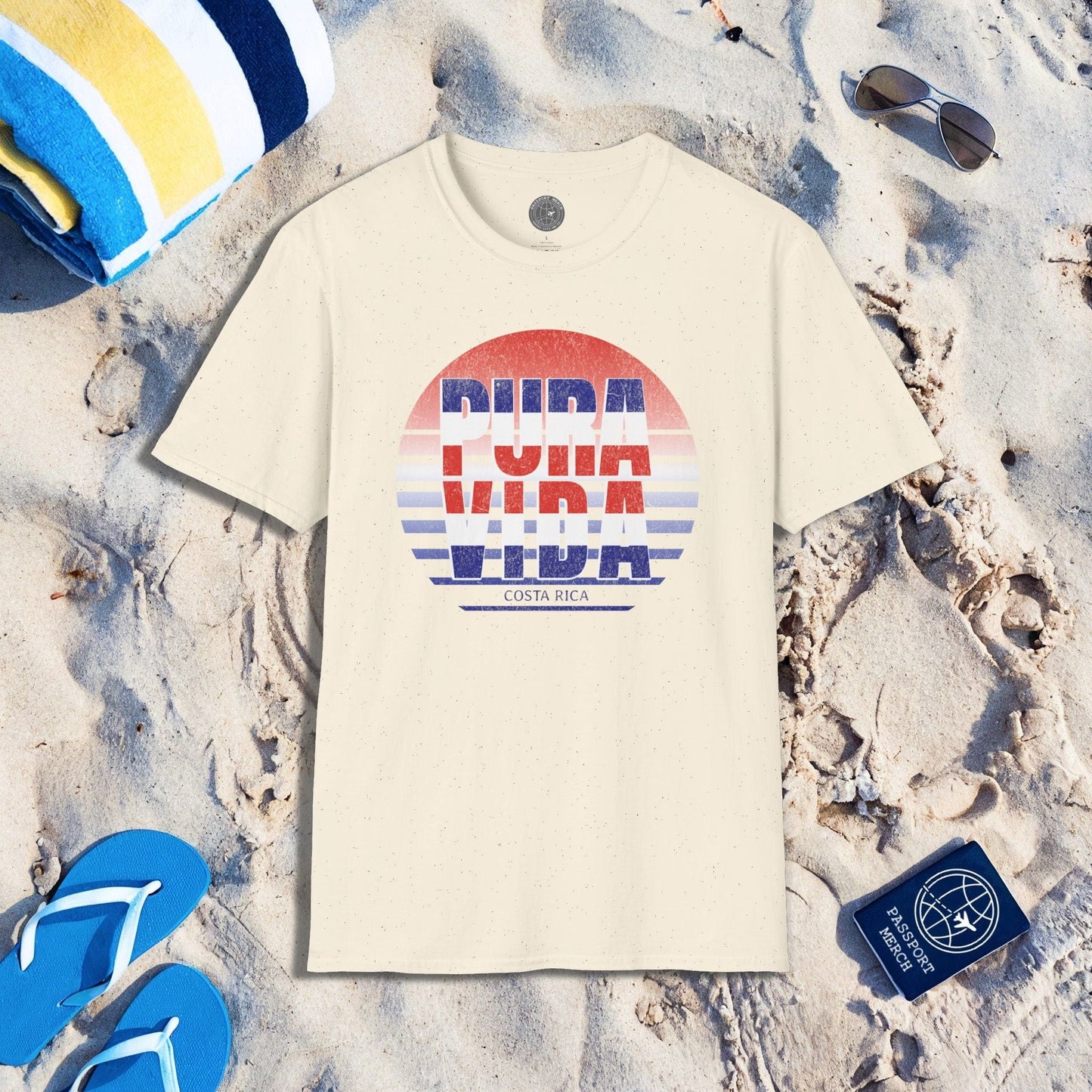 Pura Vida Patriotism Costa Rica Letter Flag T-Shirt