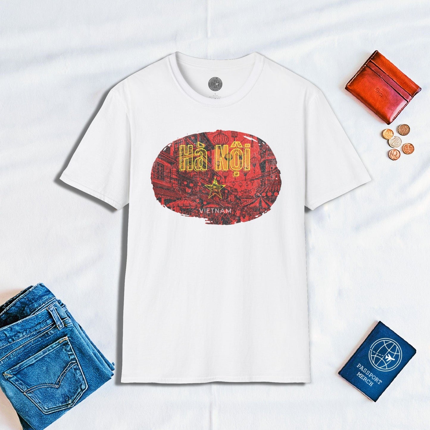 Hanoi Vietnam Vintage Streets Flag T-Shirt