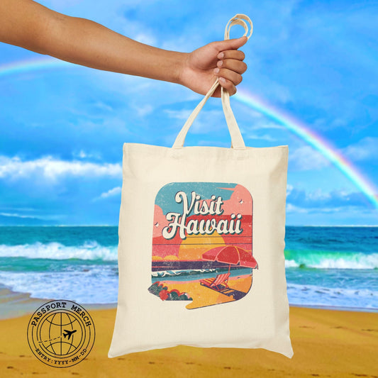 Retro Visit Hawaii Tote Bag