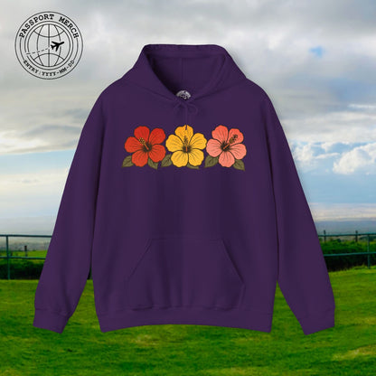 Three Vintage Hibiscus, Hawaii Hoodie