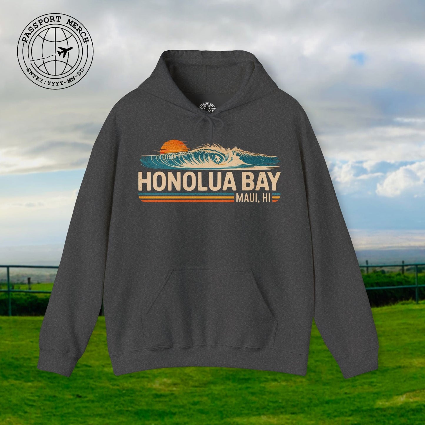 Honolua Bay, Maui, Hawaii - Vibrant Surf Retro Hoodie