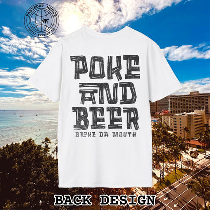 Poke and Beer, Hawaii, Back Print T-Shirt