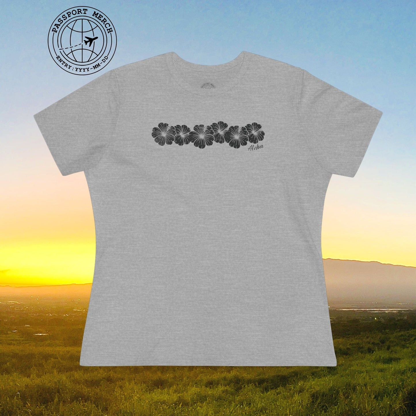 Monochrome Hibiscus, Hawaii, Womens Fit T-Shirt