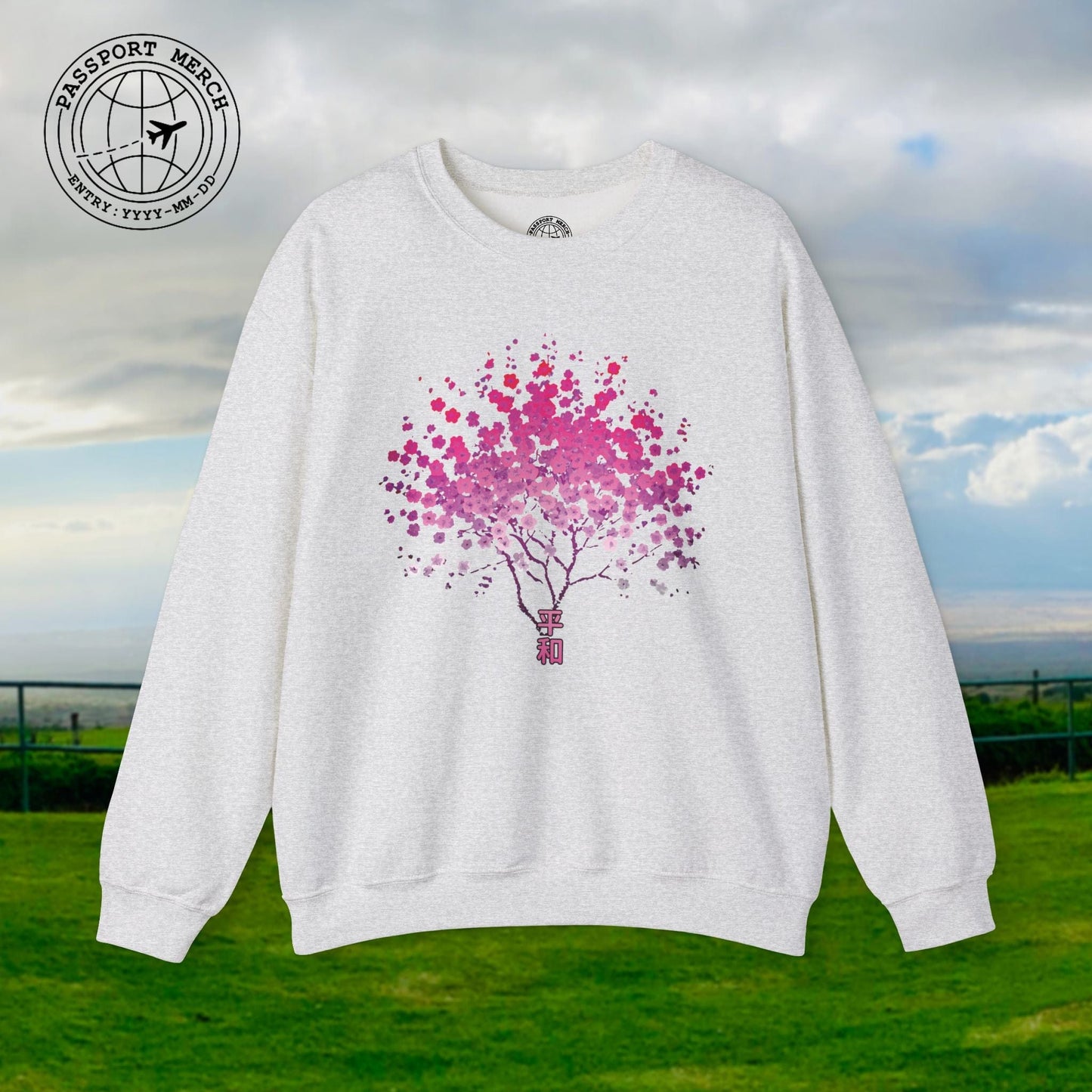 Cherry Blossoms Growing from Peace Japan Crewneck