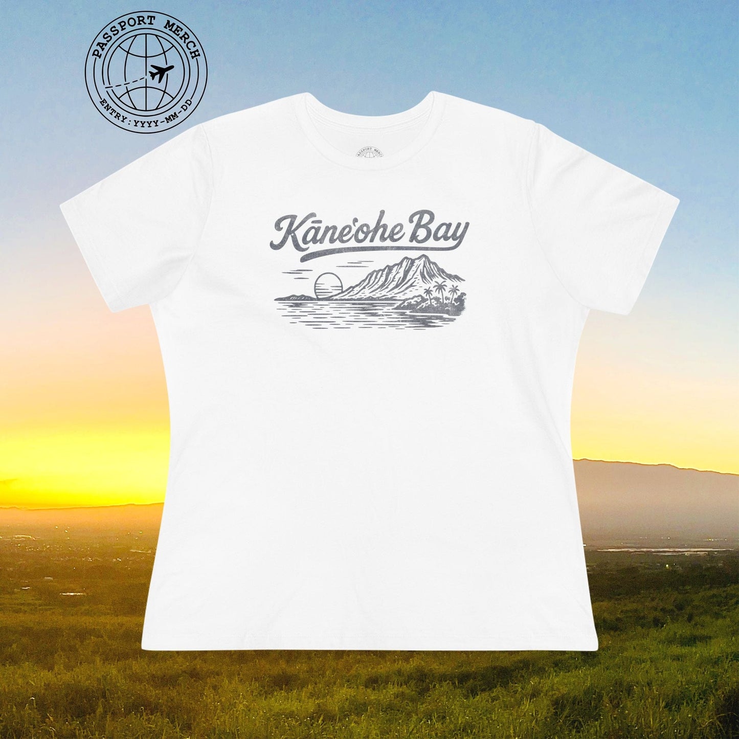 Kaneohe Bay Vintage Monochrome, Hawaii, Womens Fit T-Shirt