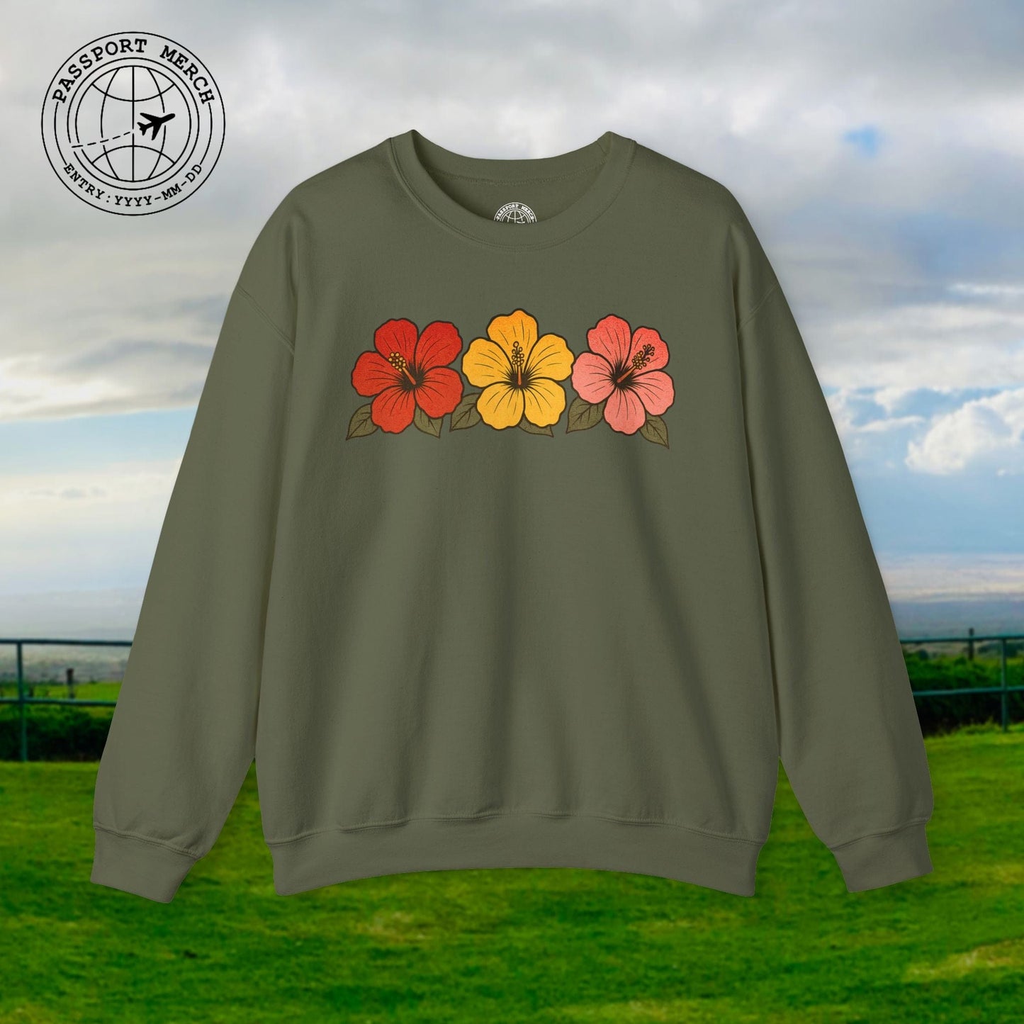 Three Vintage Hibiscus, Hawaii Crewneck