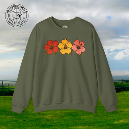Three Vintage Hibiscus, Hawaii Crewneck