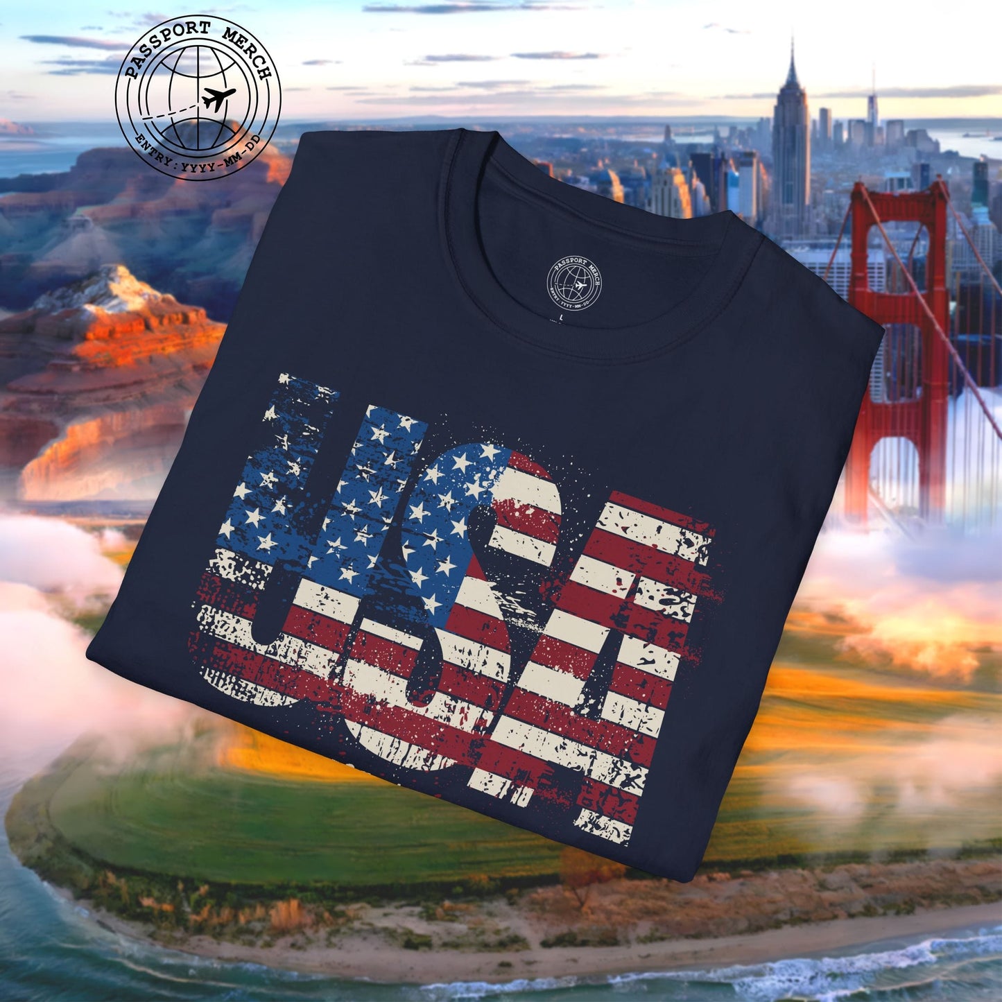 Vintage Distressed USA Letter Flag T-Shirt