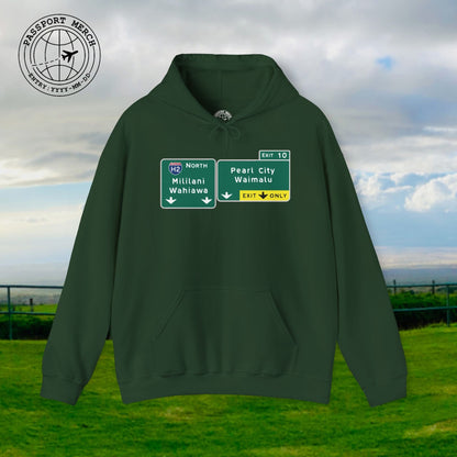 Signs of Wanderlust, Pearl City/Waimalu Exit 10, Hawaii Hoodie