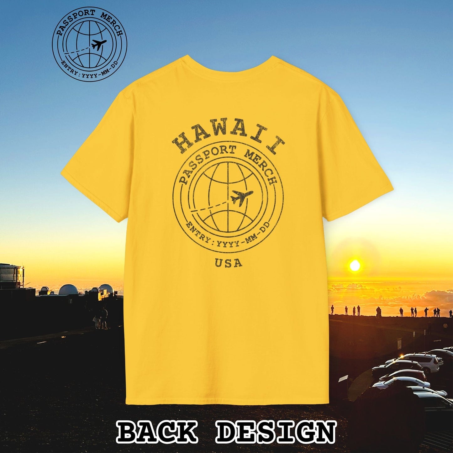 Brand Passport Stamp, Hawaii, Back Print T-Shirt