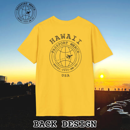 Brand Passport Stamp, Hawaii, Back Print T-Shirt
