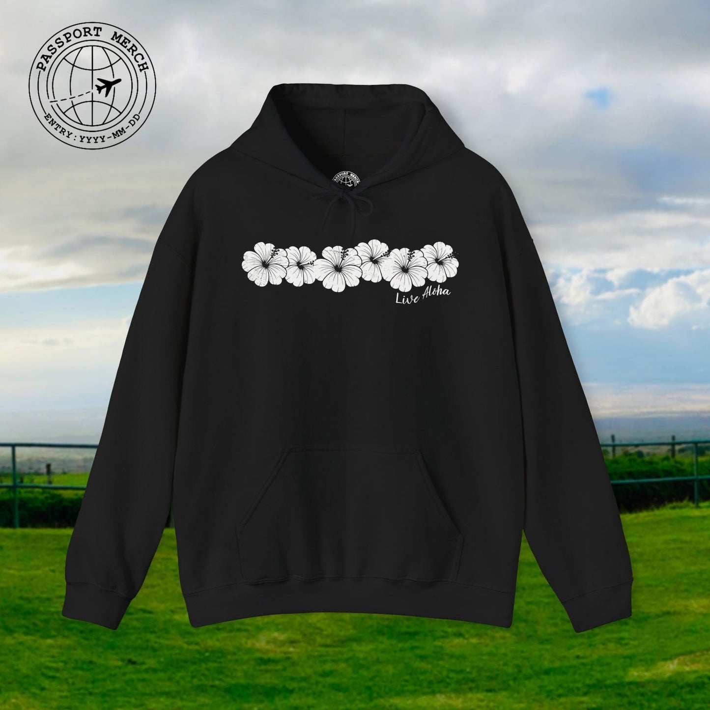 Live Aloha Monochrome Hibiscus, Hawaii Hoodie