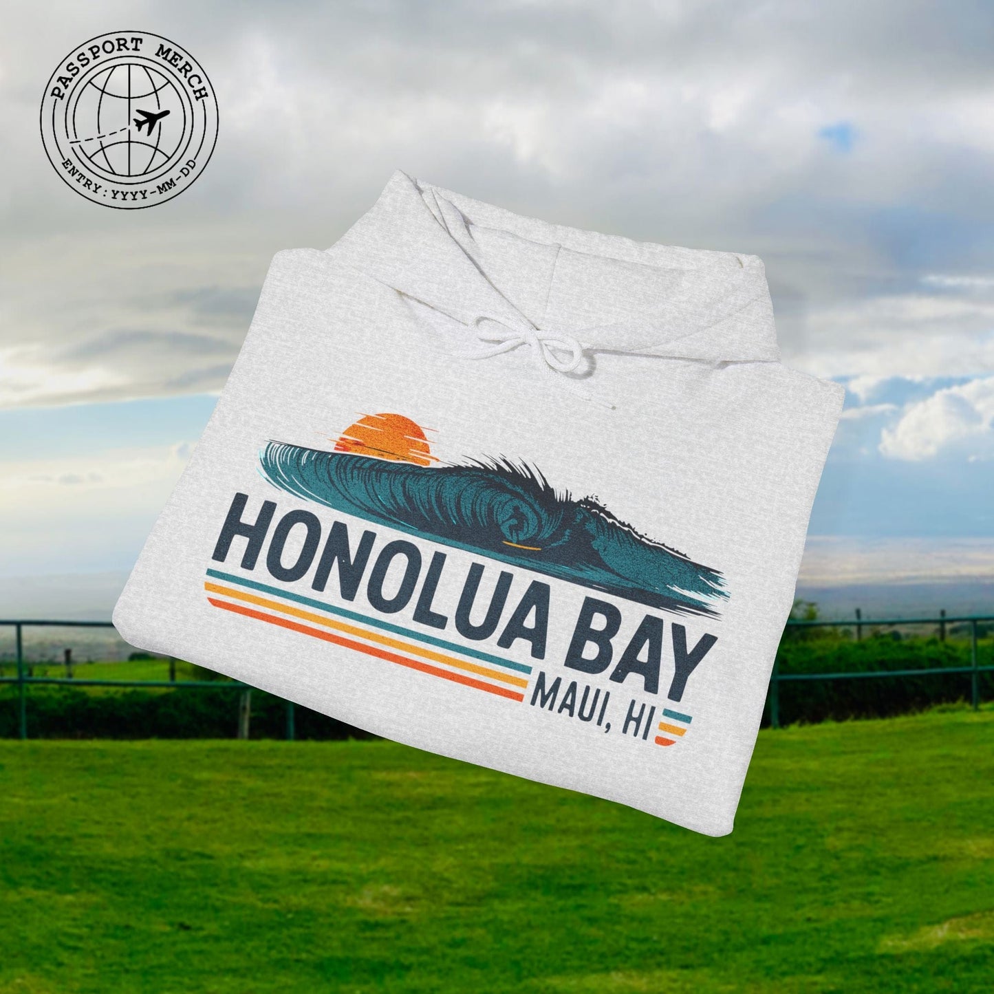 Honolua Bay, Maui, Hawaii - Vibrant Surf Retro Hoodie