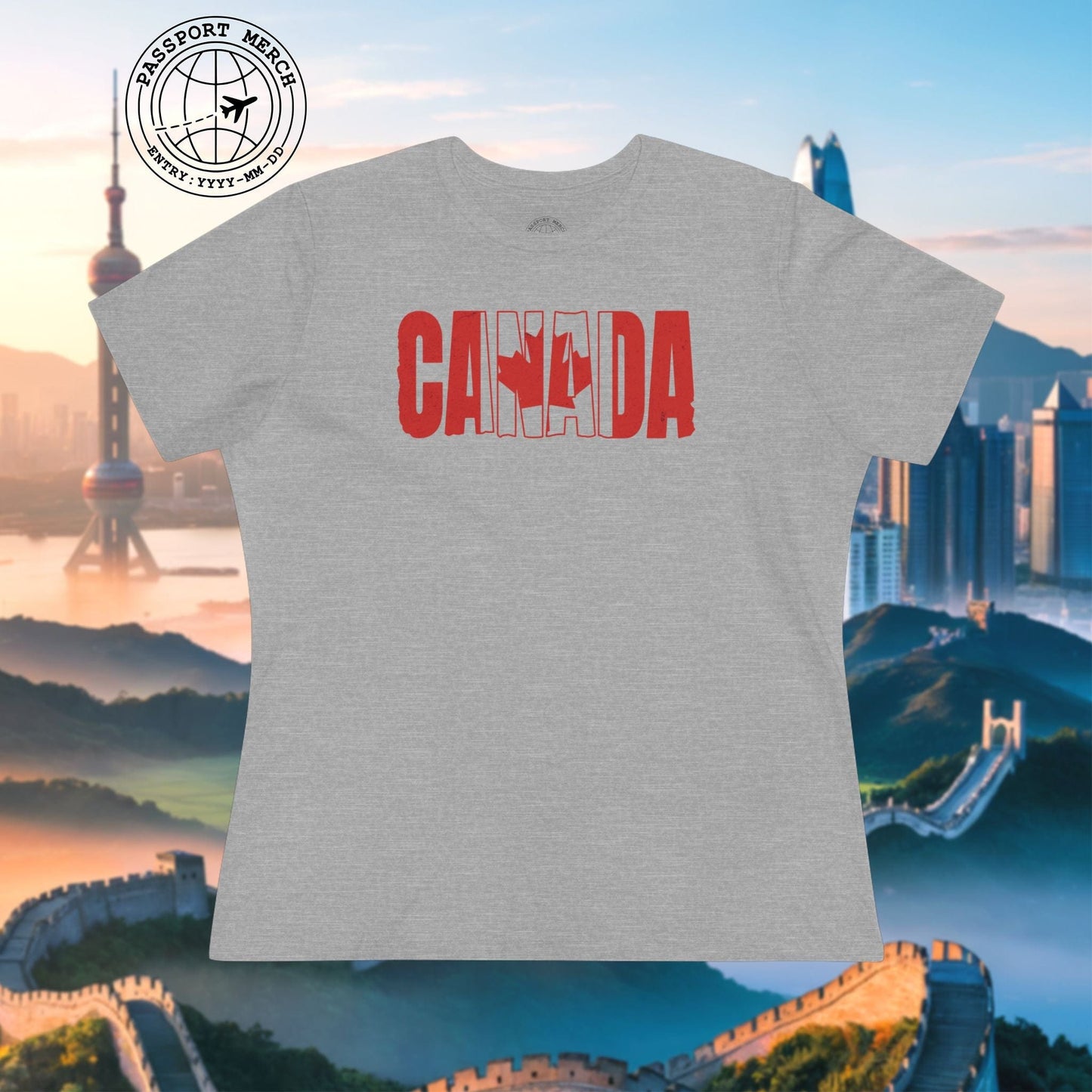 Vintage Canada Patriotism Letter Flag, Womens Fit T-Shirt