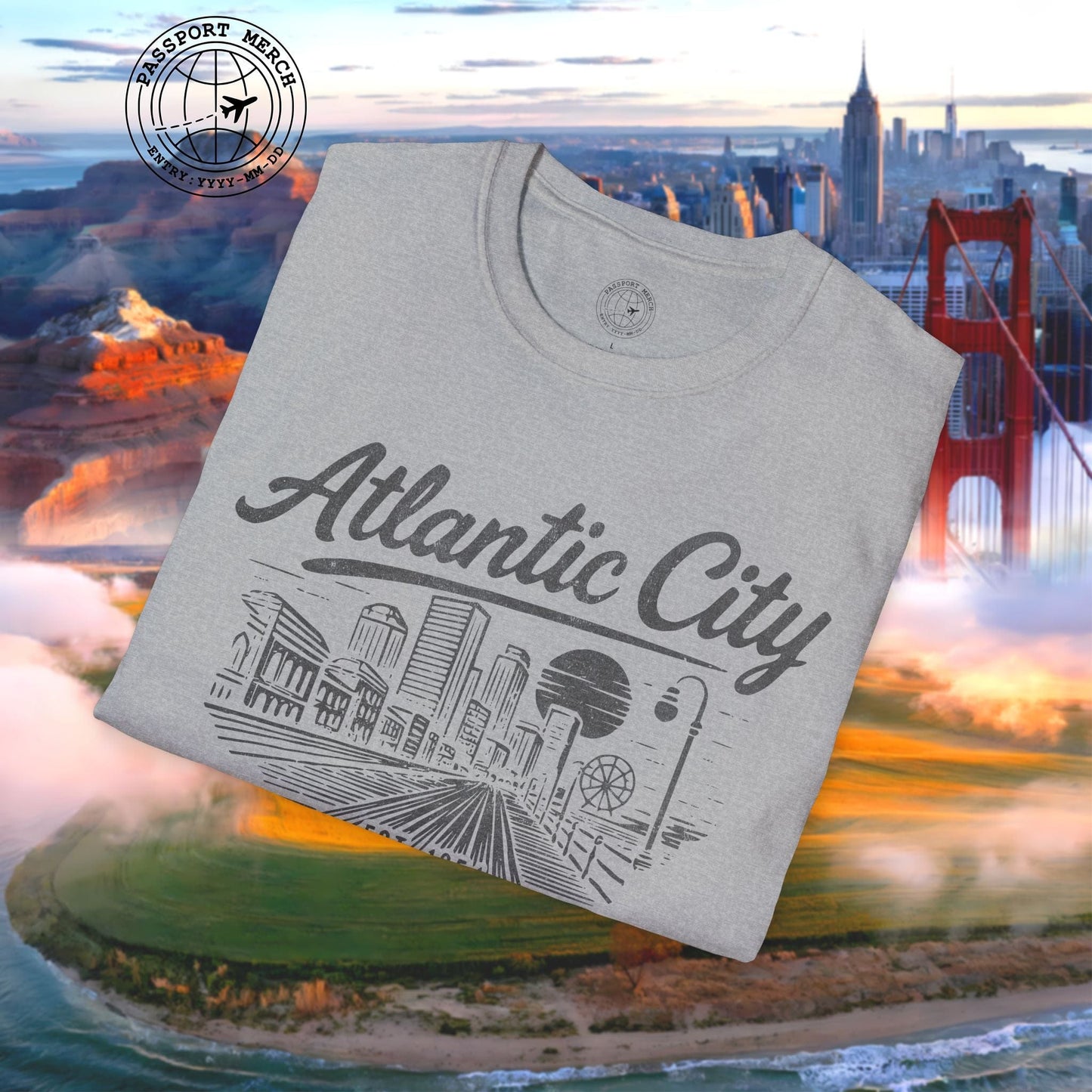 Vintage Atlantic City Monochrome, New Jersey T-Shirt