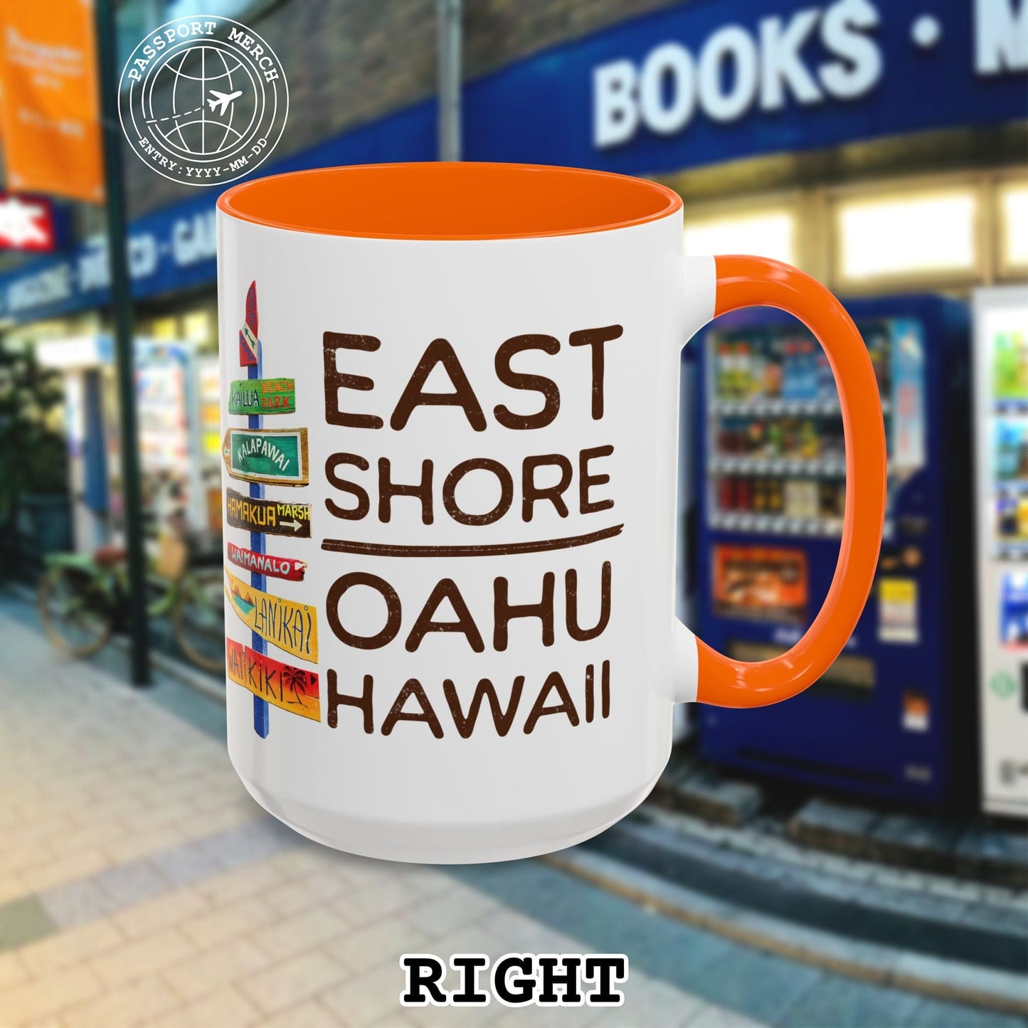 Signs of Wanderlust, East Shore, Oahu, Hawaii 15oz Mug