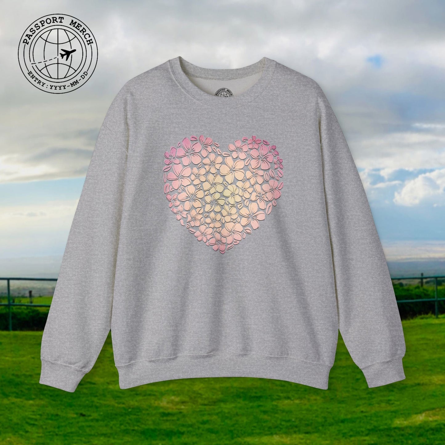 Hawaiian Plumeria Heart Crewneck